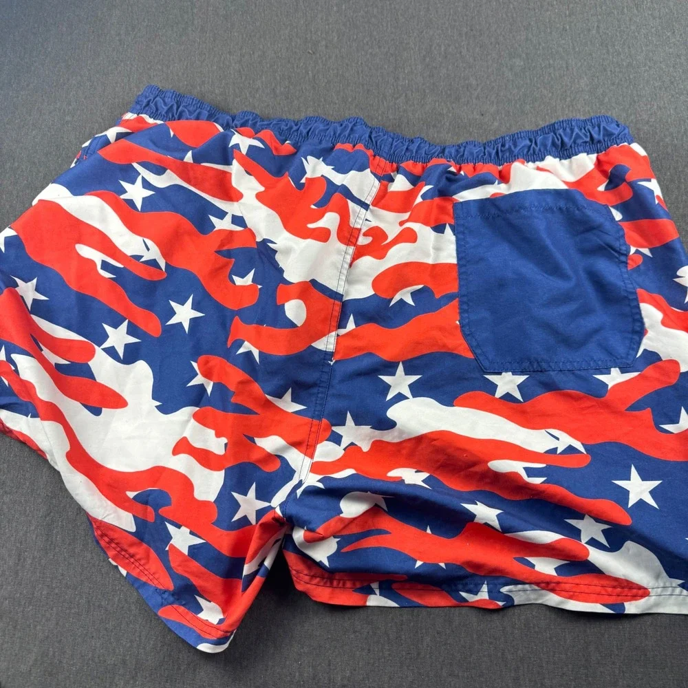 Way to Celebrate Patriotic Mens Swim Trunks 3XL Red White Blue Camo‎ Stars 48-50